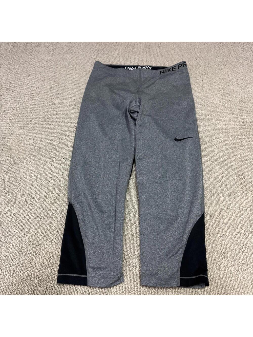 Nike Pro Leggings Gray Black Cropped Women’s Size Large